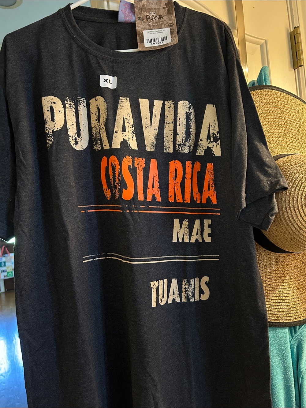 Pura Vida Costa Rica Graphic Tee - Black with Orange Accents